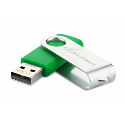 USB флеш накопичувач eXceleram 16GB P1 Series Silver/Green USB 2.0 (EXP1U2SIGR16) - зображення 2