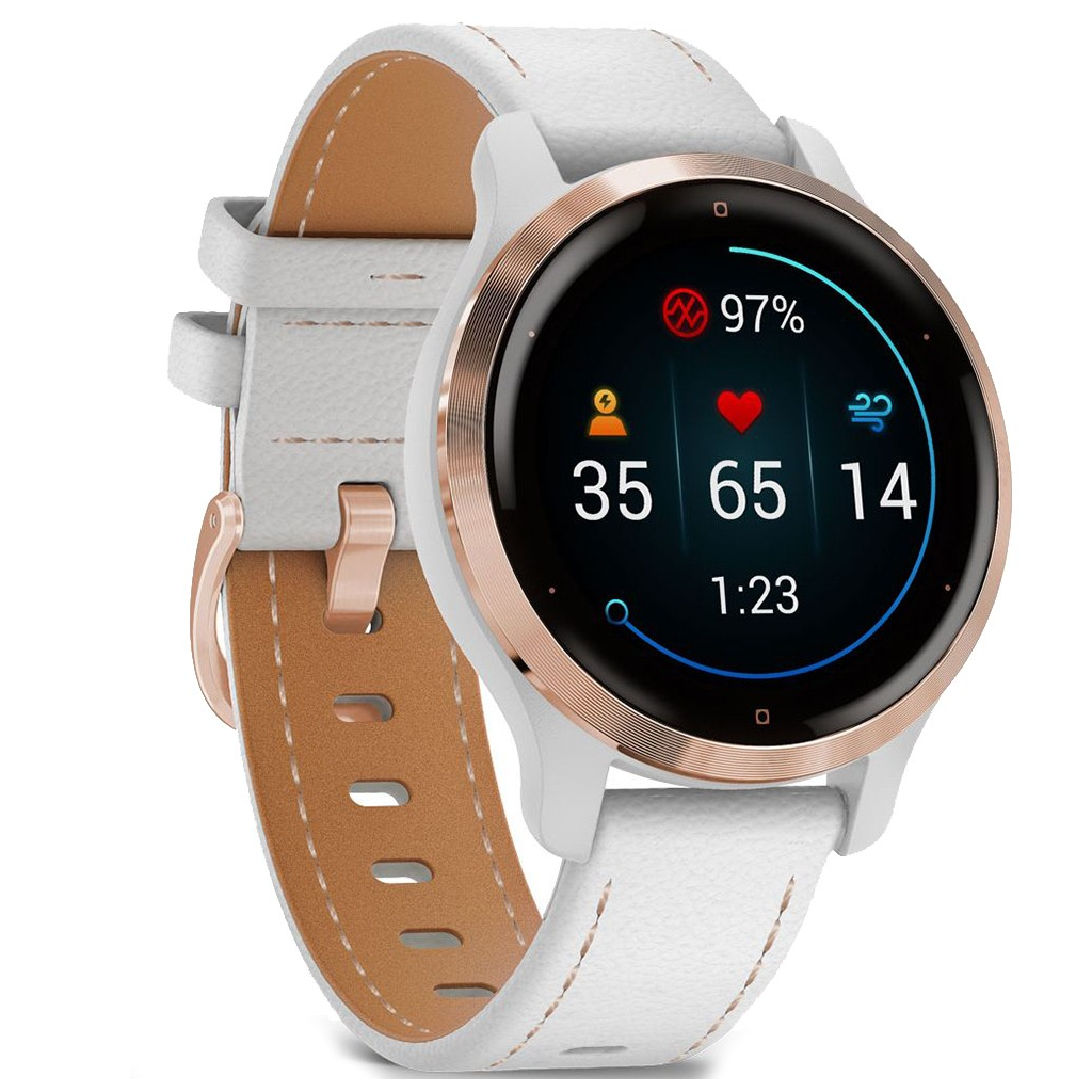 Смарт-годинник Garmin Venu 2S, Rose Gold + White, Leather (010-02429-23) - зображення 3