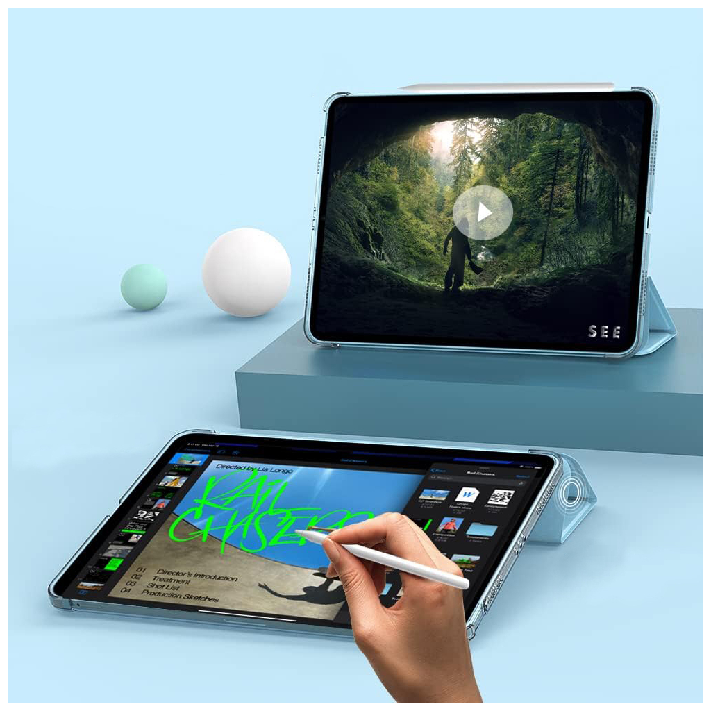 Чохол до планшета BeCover Tri Fold Hard Apple iPad Air 5 (2022) 10.9" Light Blue (709663) - зображення 7