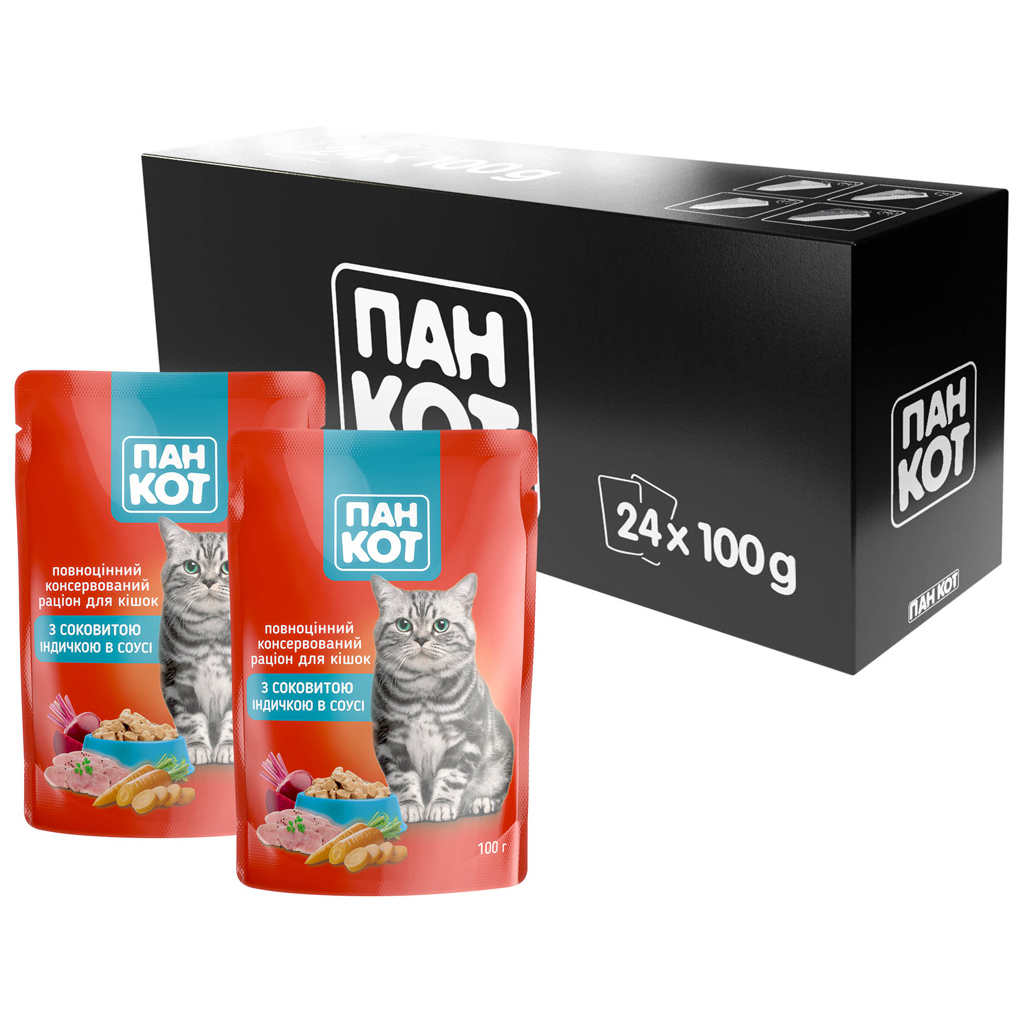 Вологий корм для кішок Пан Кот індичка в соусі 100 г (4820111141005) - зображення 3