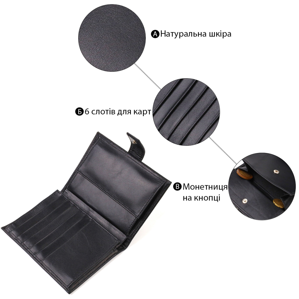 Портмоне Canpellini З натуральної шкіри Чорне (21857) - зображення 4