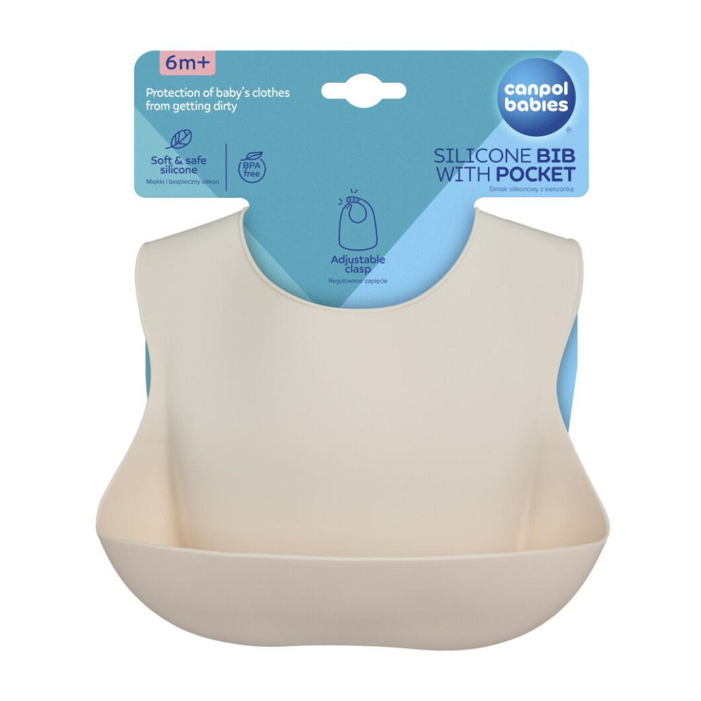 Нагрудничок Canpol babies силіконовий з кишенькою, кремовий (51/030_cre) - изображение 2