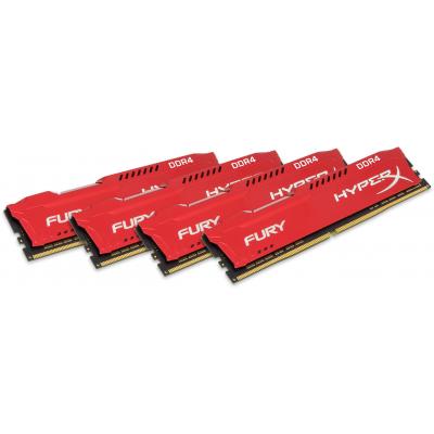Модуль пам'яті для комп'ютера DDR4 64GB (4x16GB) 2666 MHz HyperX FURY Red Kingston Fury (ex.HyperX) (HX426C16FRK4/64) - зображення 1