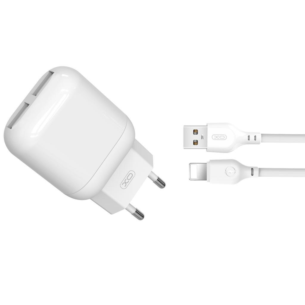 Зарядний пристрій XO 2xUSB 2.4A + cable USB to Lightning white (L78-L-WH) - зображення 1