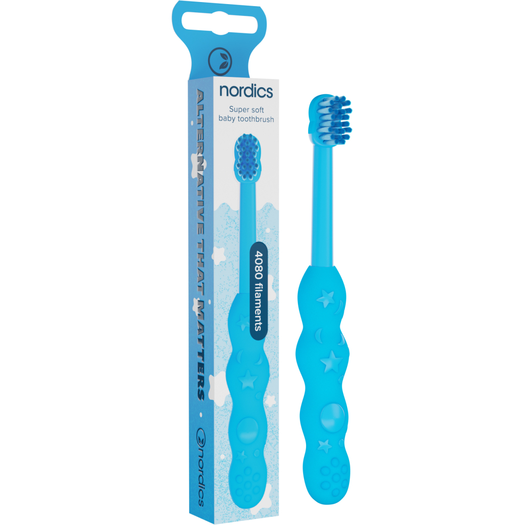 Дитяча зубна щітка Nordics Baby 4080 Soft блакитна (3800501908228) - зображення 1