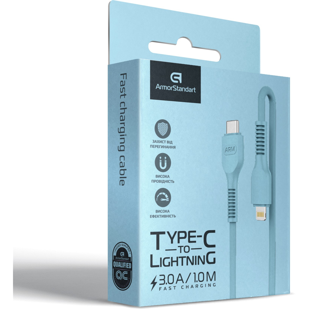 Дата кабель USB-C to Lightning 1.0m AR88 3A Blue Armorstandart (ARM65288) - зображення 4