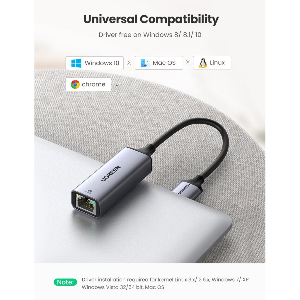 Перехідник USB 3.0 AM to RJ45 Ethernet 1000Mbps CM209 Ugreen (50922) - изображение 7