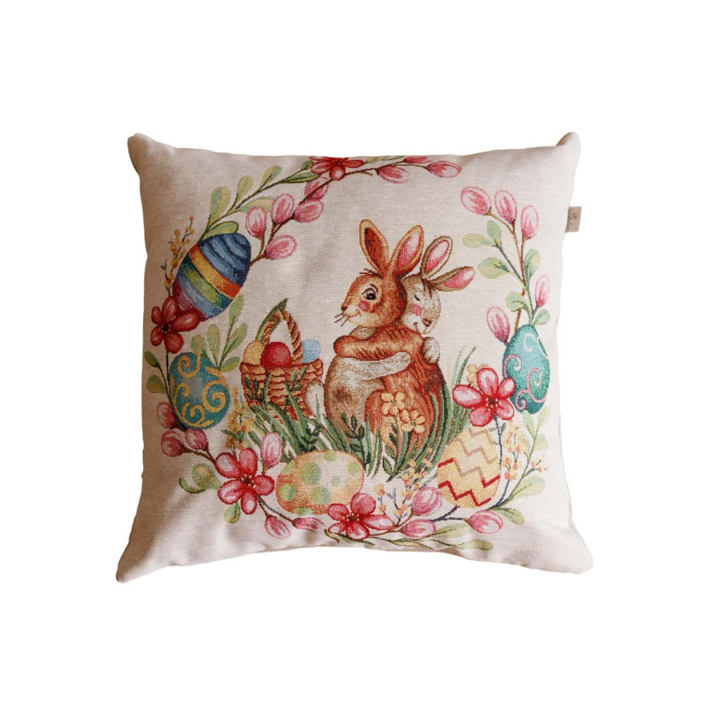 Наволочка Прованс гобеленова декоративна Зайчата в віночку Злагода 45х45 см (034254) - зображення 1