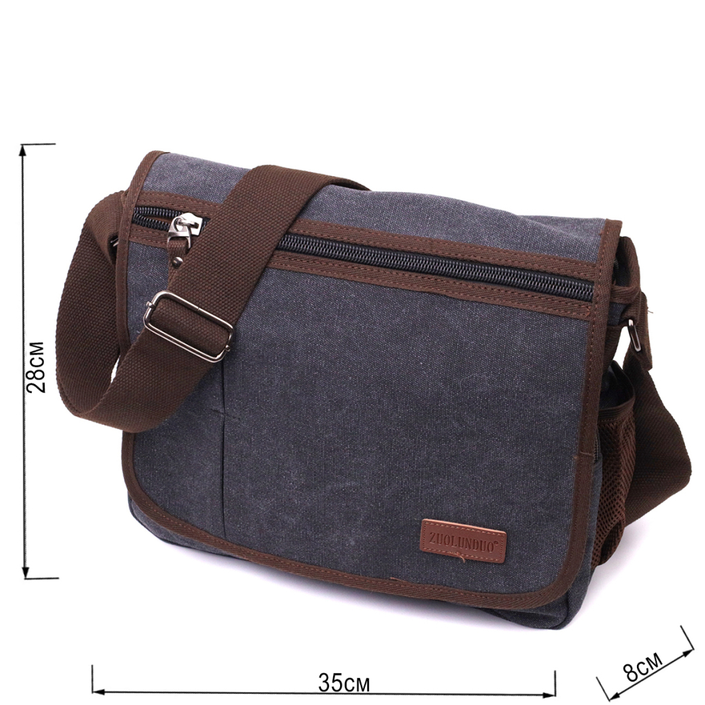 Сумка Vintage Через плече для ноутбука 13" із текстилю Чорна (22200) - зображення 3