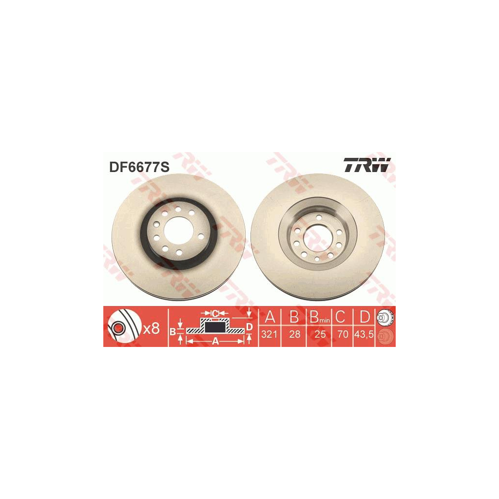 Гальмівний диск TRW DF6677S - зображення 1
