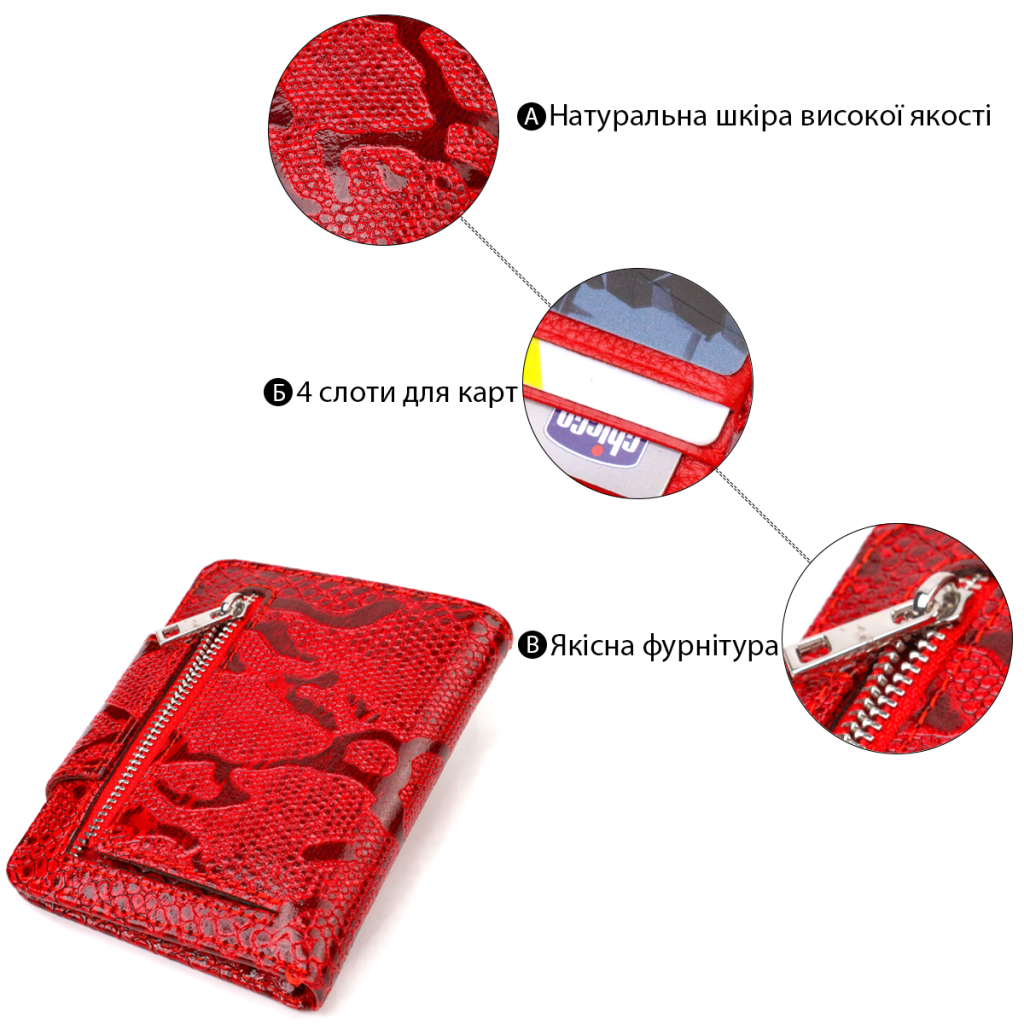 Портмоне Canpellini З натуральної шкіри Червоне (21810) - зображення 4