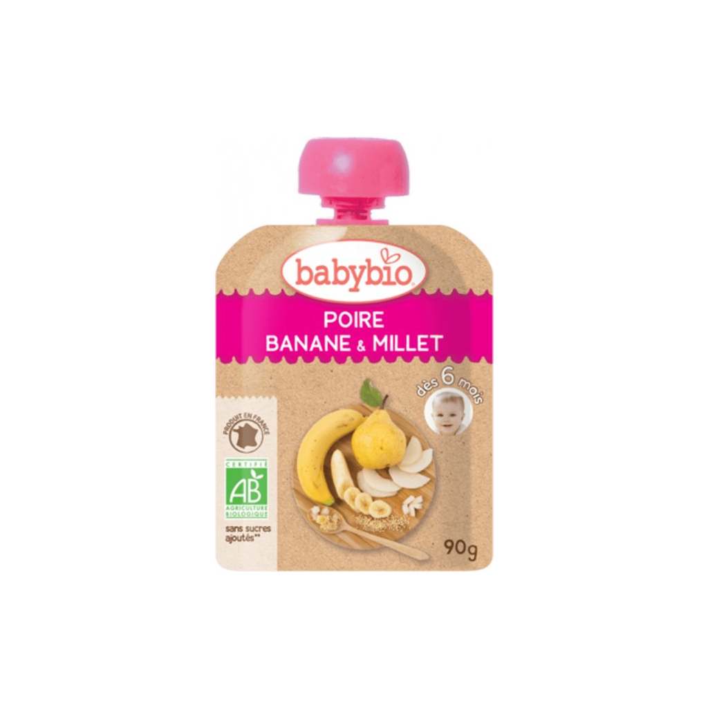 Дитяче пюре BabyBio з груші, банана та пшона з 6 місяців 90 г (3288131540092) - зображення 1