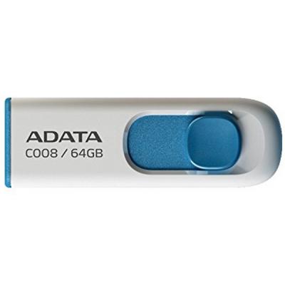 USB флеш накопичувач ADATA 64GB C008 White+Blue USB 2.0 (AC008-64G-RWE) - зображення 1