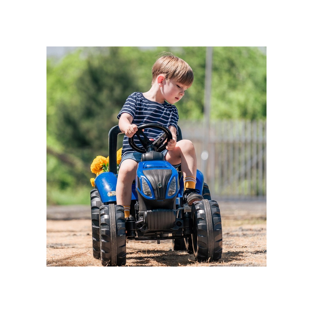 Веломобіль Falk New Holland трактор на педалях з причепом Синій (3090B) - изображение 2