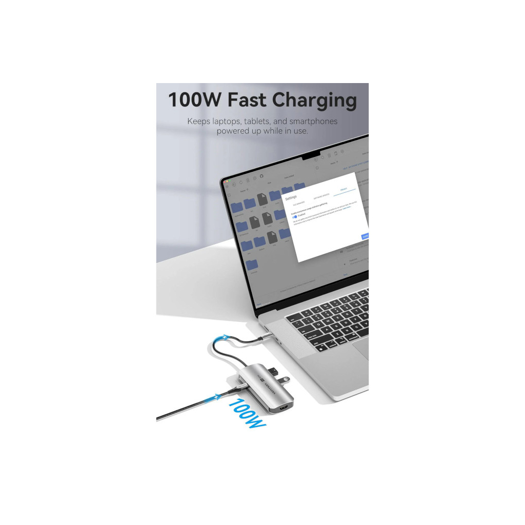 Концентратор Vention USB 3.1 Type-C to HDMI 4K60Hz/USB 3.0x3/PD 100W 5-in-1 (TQDHB) - зображення 6