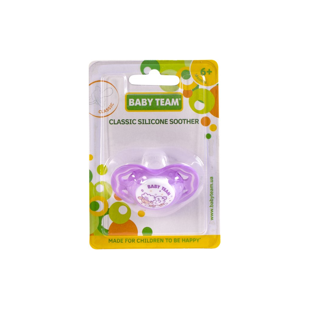Пустушка Baby Team силіконова, класична, 6+ міс (3014_фіолетовий) - зображення 3