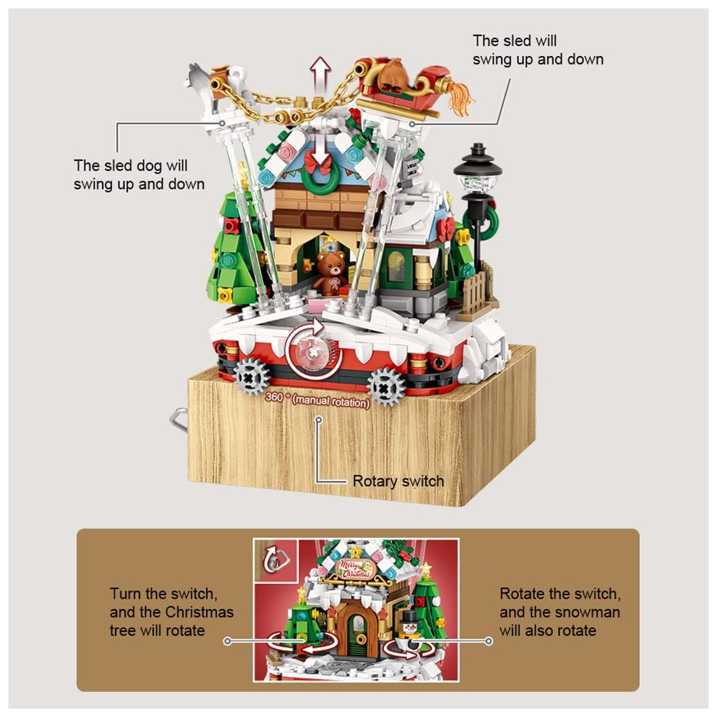 Конструктор LOZ mini Різдвяний будиночок - Музична скринька без фігурок (1238) - зображення 3