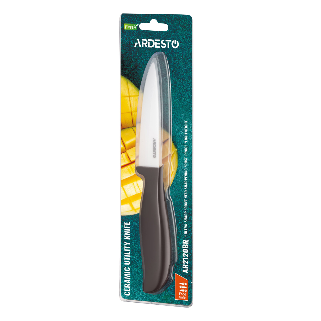 Кухонний ніж Ardesto Fresh 10см, кераміка, пластик, коричневий (AR2120BR) - зображення 3