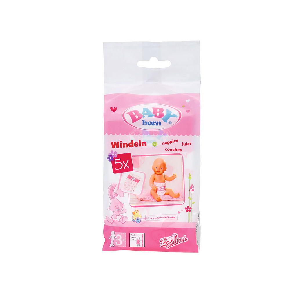 Аксесуар до ляльки Zapf Підгузки для ляльки Baby Born 5 шт (826508) - зображення 2