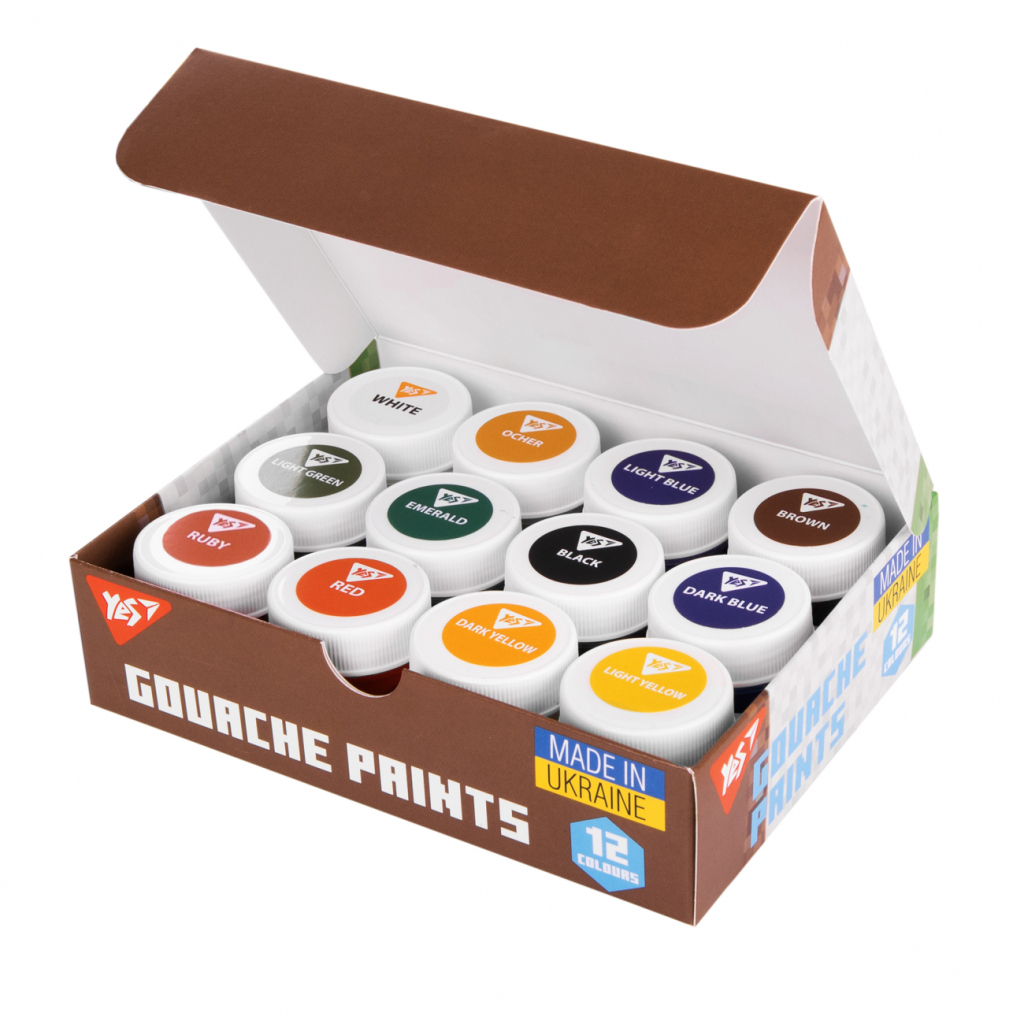 Гуашеві фарби Yes Minecraft 12 кольорів по 20 мл (230407) - изображение 2