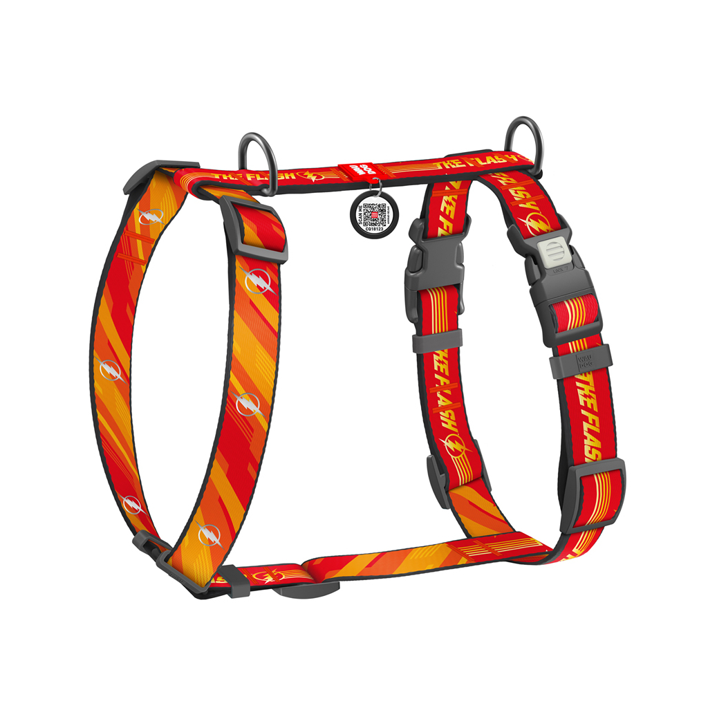 Шлея для собак WAUDOG Nylon H-подібна з QR-паспортом "Флеш Лого", світловідбивна XL (346-1083) - зображення 1
