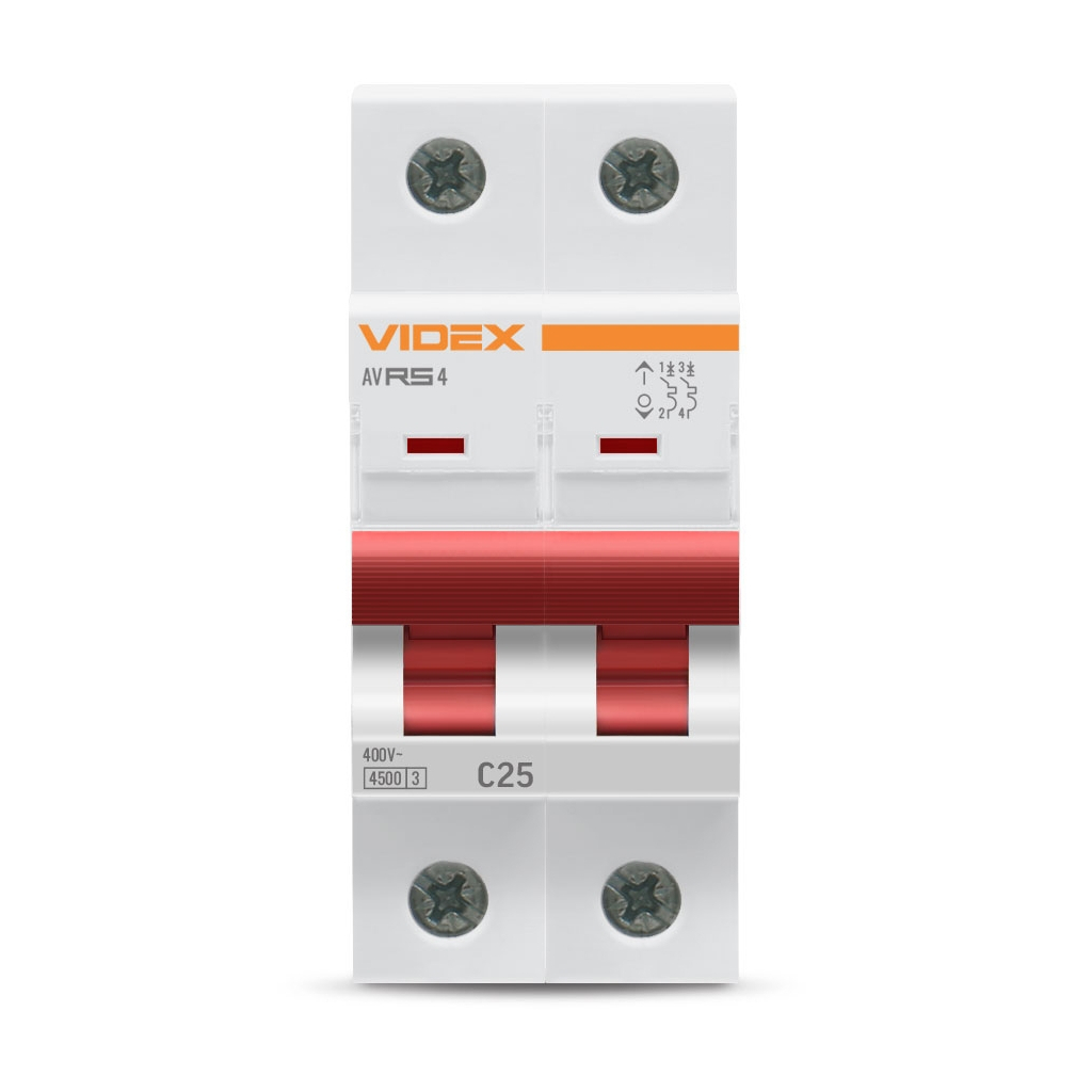 Автоматичний вимикач Videx RS4 RESIST 2п 25А С 4,5кА (VF-RS4-AV2C25) - изображение 2