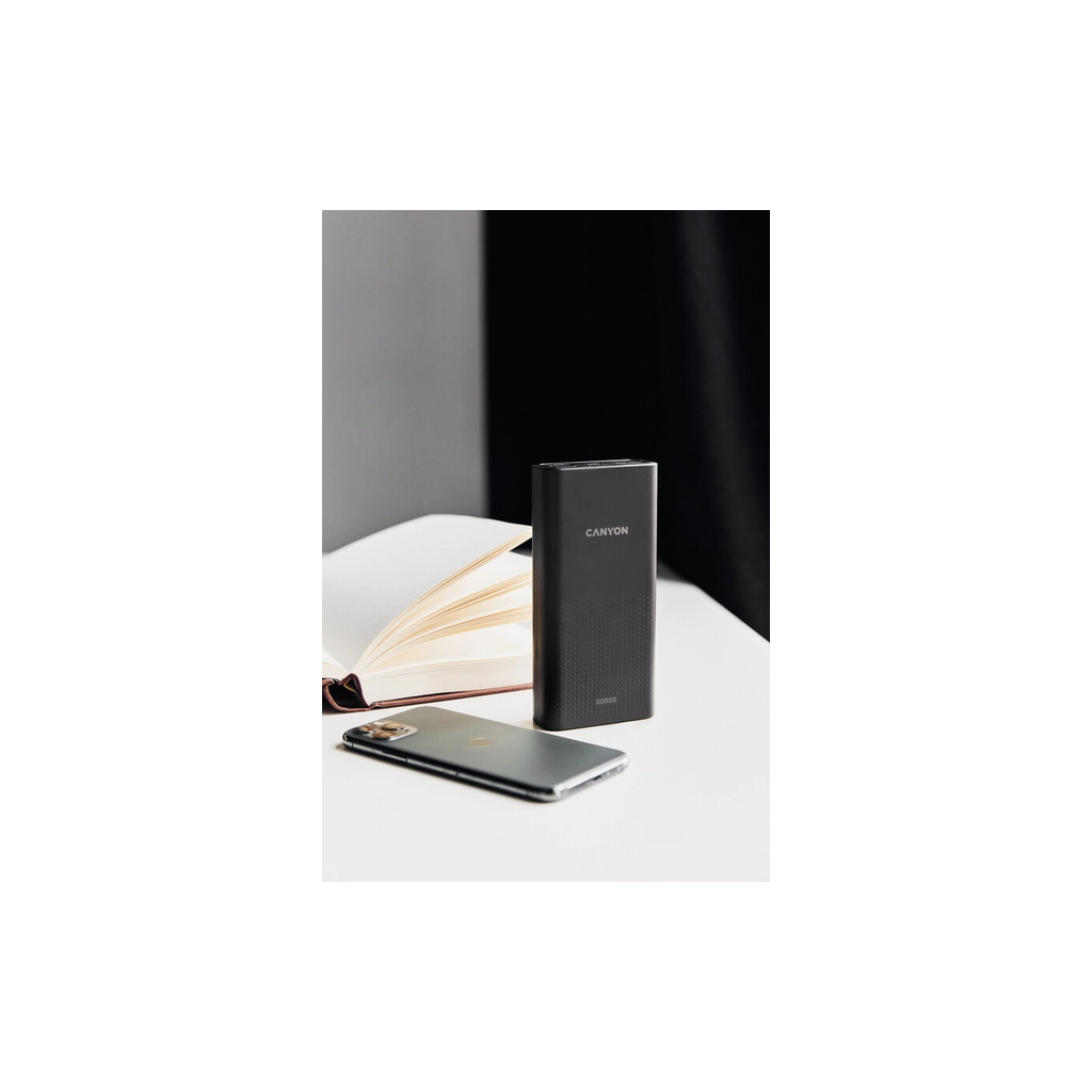 Батарея універсальна Canyon 20000mAh, Input 5V/2A, Output 5V/2.1A(Max), Black (CNE-CPB2001B) - зображення 4