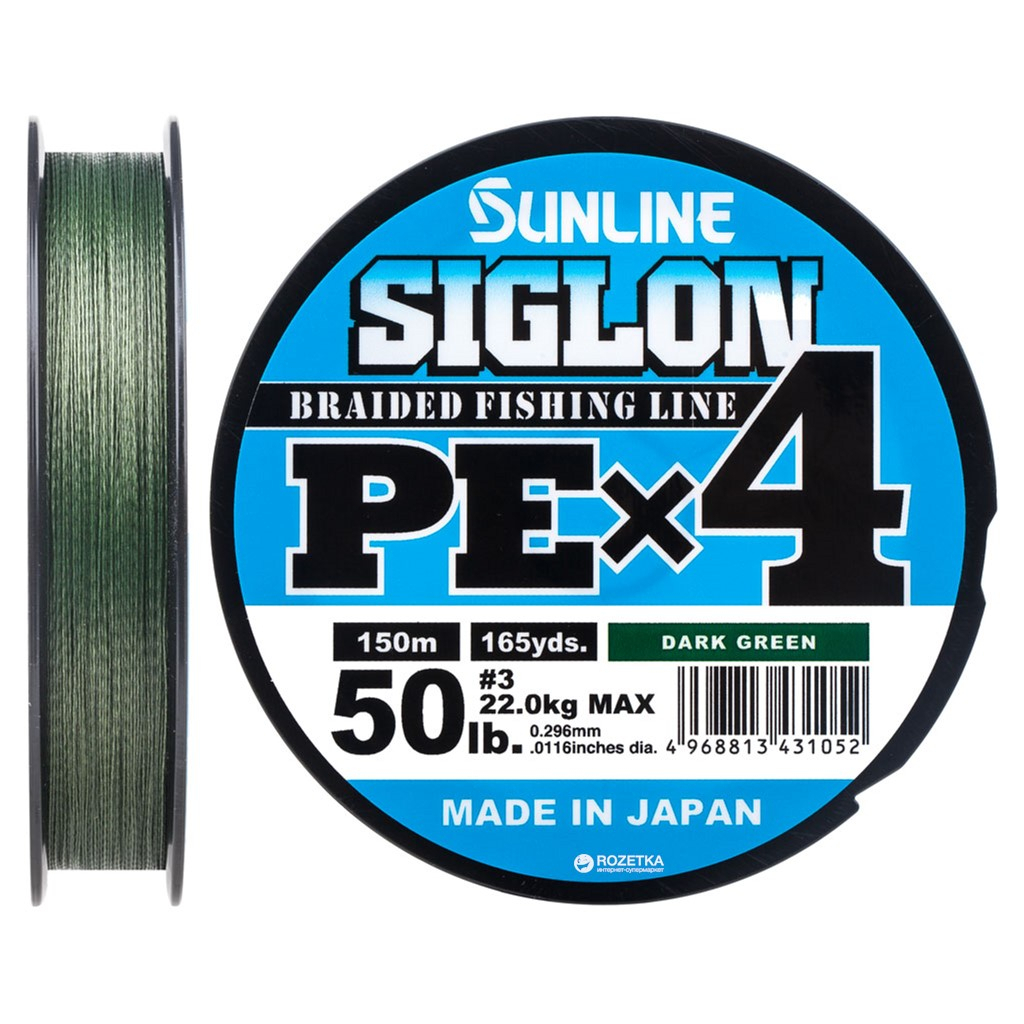 Шнур Sunline Siglon PE н4 150m 3.0/0.296mm 50lb/22.0kg Dark Green (1658.09.25) - зображення 1