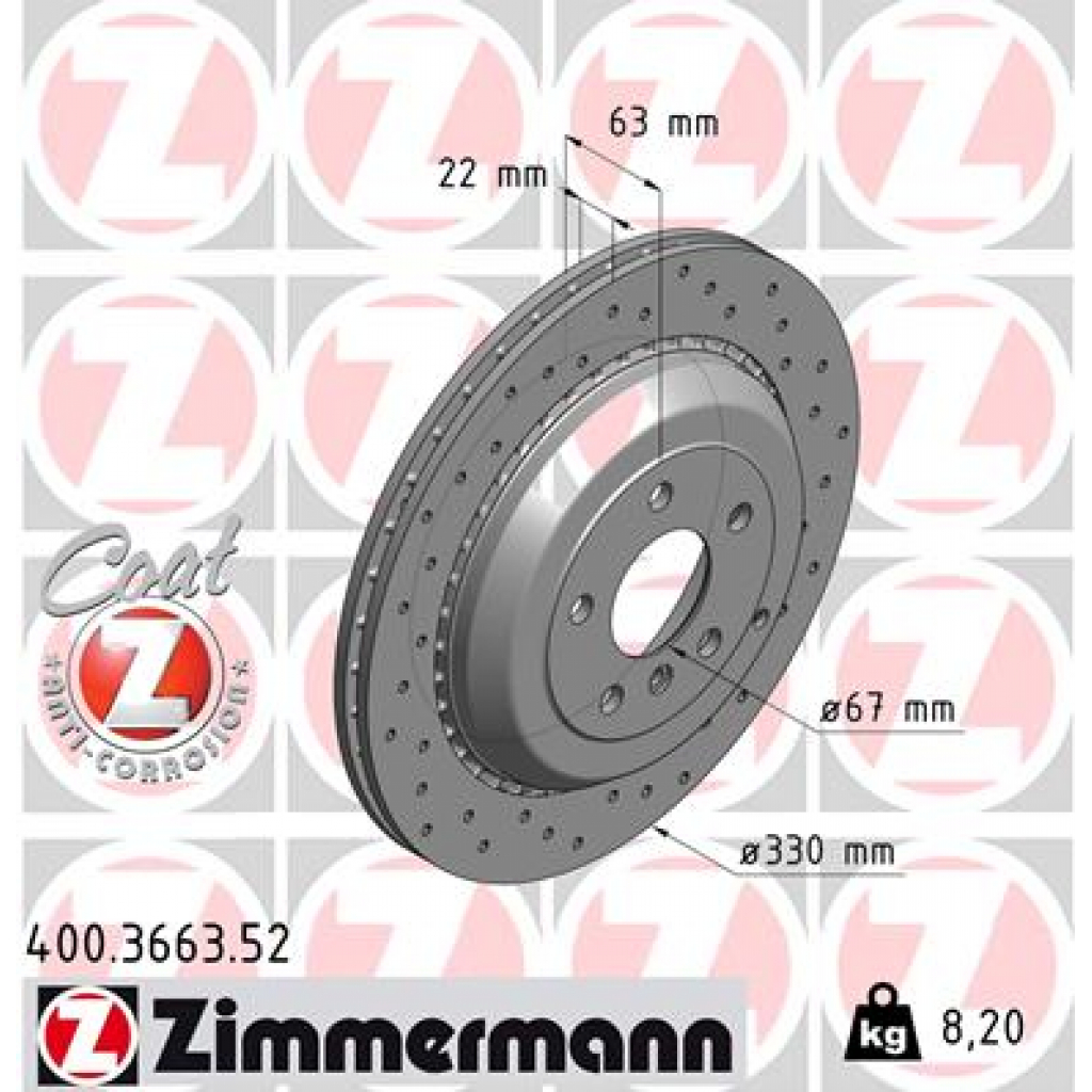 Гальмівний диск ZIMMERMANN 400.3663.52 - зображення 1