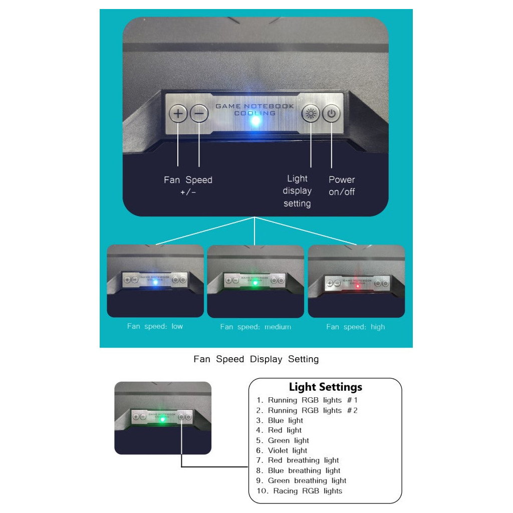 Підставка до ноутбука IceCoorel 10-15.6", 2*60mm 2800 RPM, USB2.0+LCD+speed control., 400x350x45mm (A3) - зображення 10