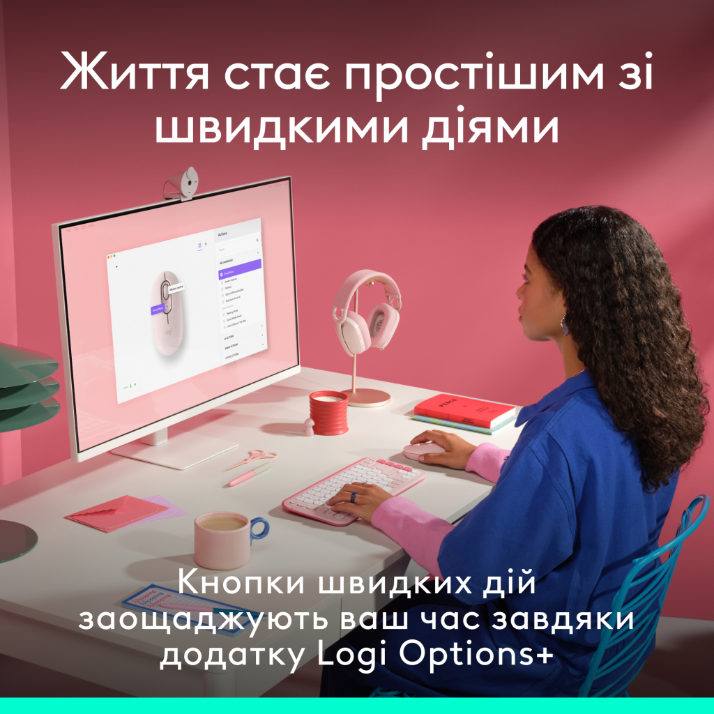 Мишка Logitech POP Mouse With Emoji Bluetooth Rose (910-007413) - зображення 4