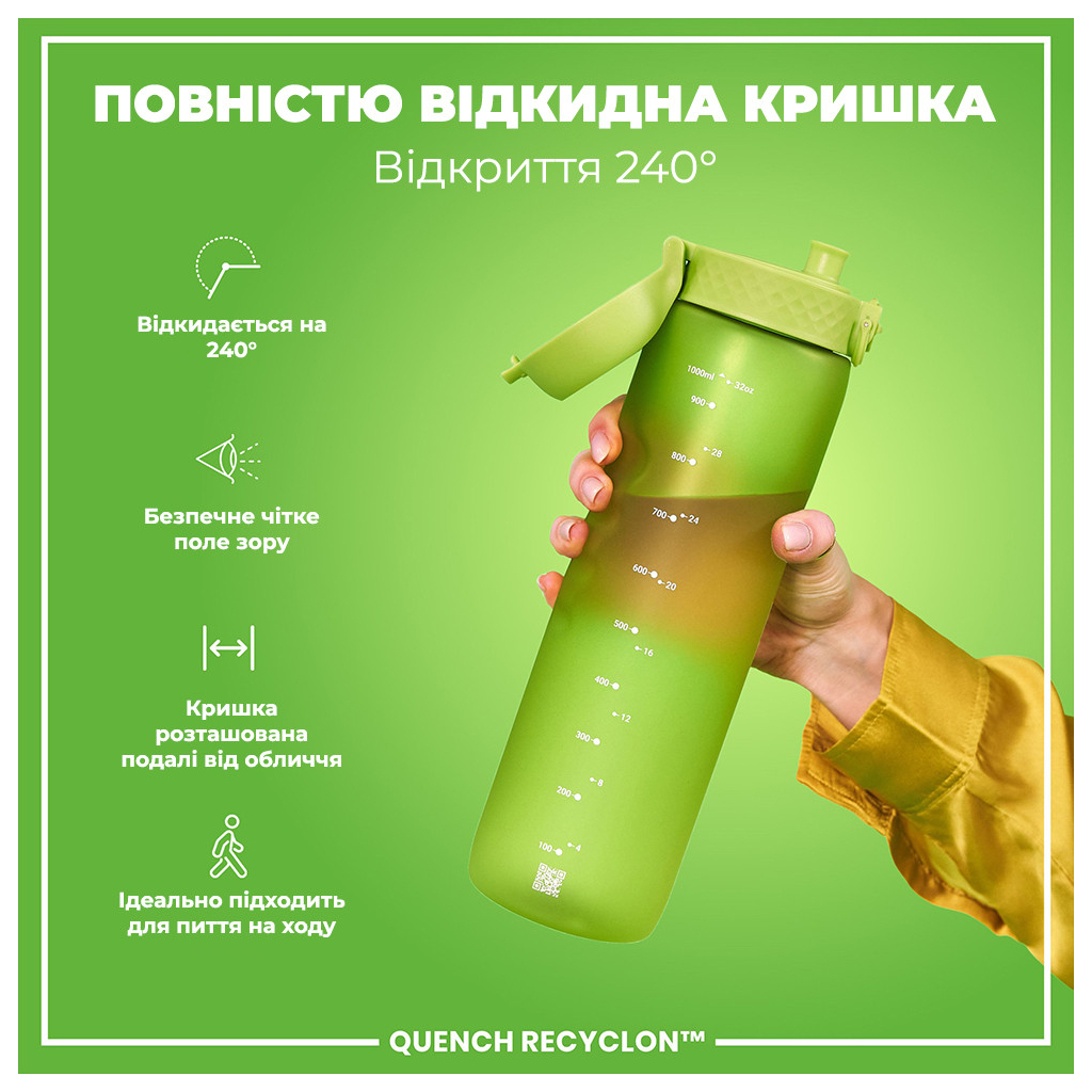 Пляшка для води ION8 OneTouch 1000 мл BPA Free, Green (I8RF1000GRE) - зображення 3