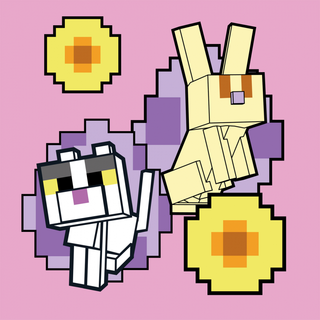 Картина по номерам Santi Майнкрафт Кролик та котик 25х25с (955470) - изображение 1