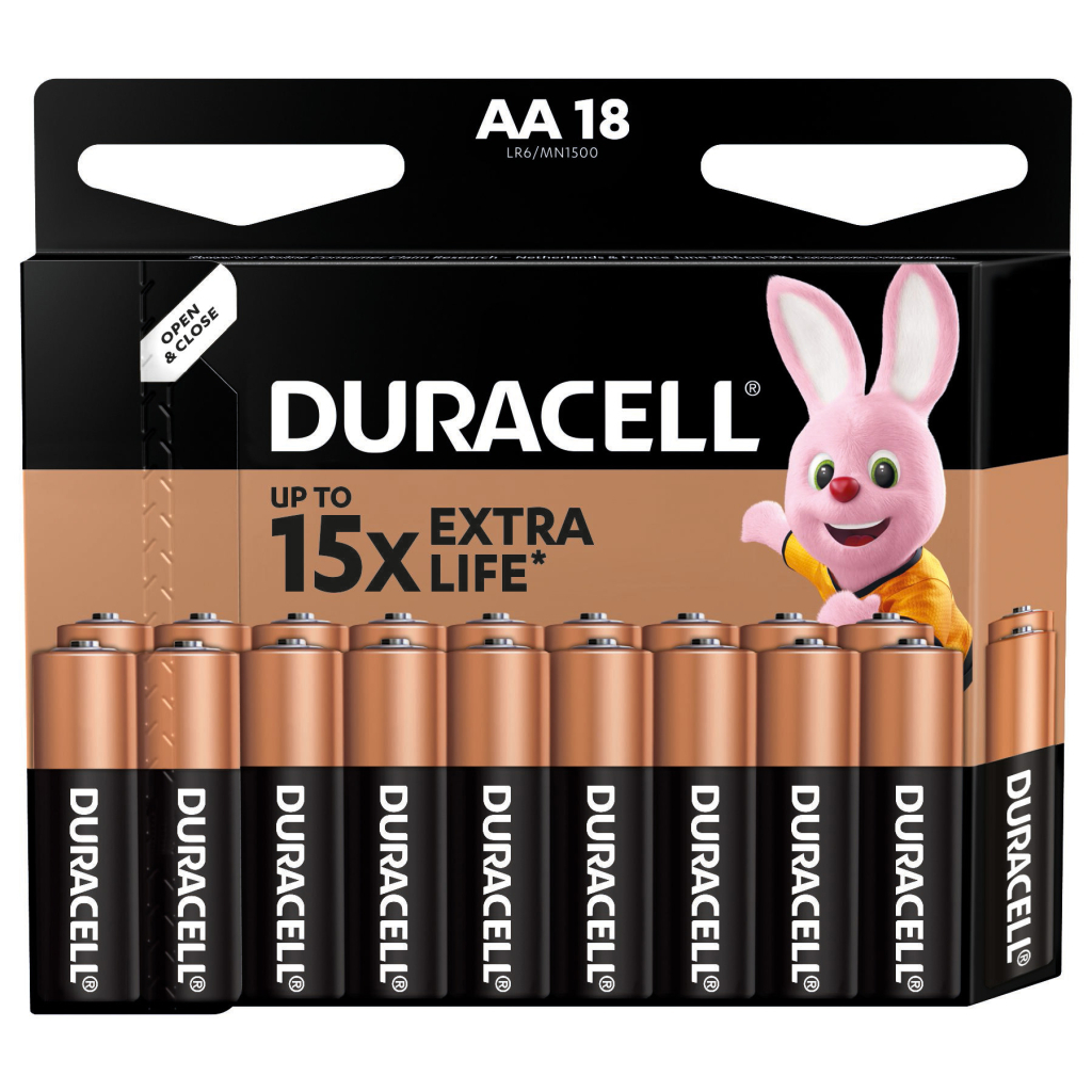 Батарейка Duracell AA лужні 18 шт. в упаковці (5000394107519 / 5006192) - изображение 2