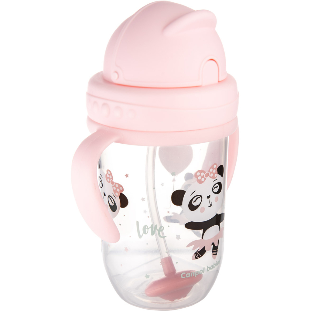 Поїльник-непроливайка Canpol babies Exotic Animals з трубочкою і обтяжувачем 270 мл Рожева (56/606_pin) - зображення 3