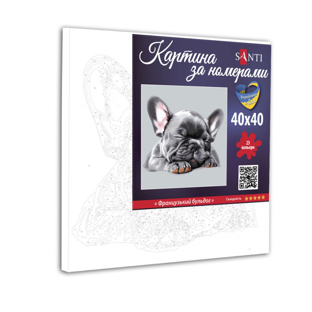 Картина по номерам Santi Французький бульдог 40х40 см (954778) - зображення 2