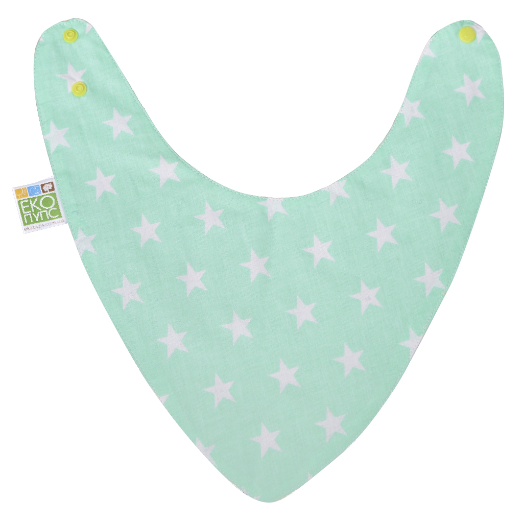 Слинявчик Еко Пупс Eco Cotton бандана 21x30 (ментол, зірочки) (BEC-011) - изображение 1