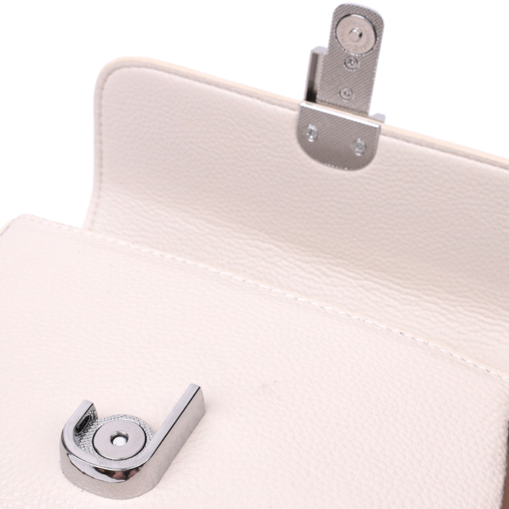 Сумка Vintage Напівкругла жіноча з магнітом-застібкою з натуральної шкіри Біла (22439) - зображення 6