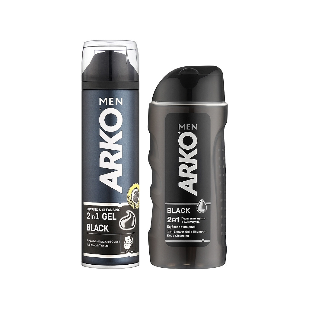 Набір косметики ARKO Men Black Гель для гоління 200 мл + Гель для душу 260 мл (8690506546724) - picture 2