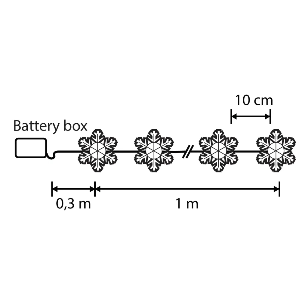 Гірлянда Luca Lighting Сніжинка, струна, 1,3 м, класична біла, 10 LED 2AA, таймер (8720967822874) - зображення 2