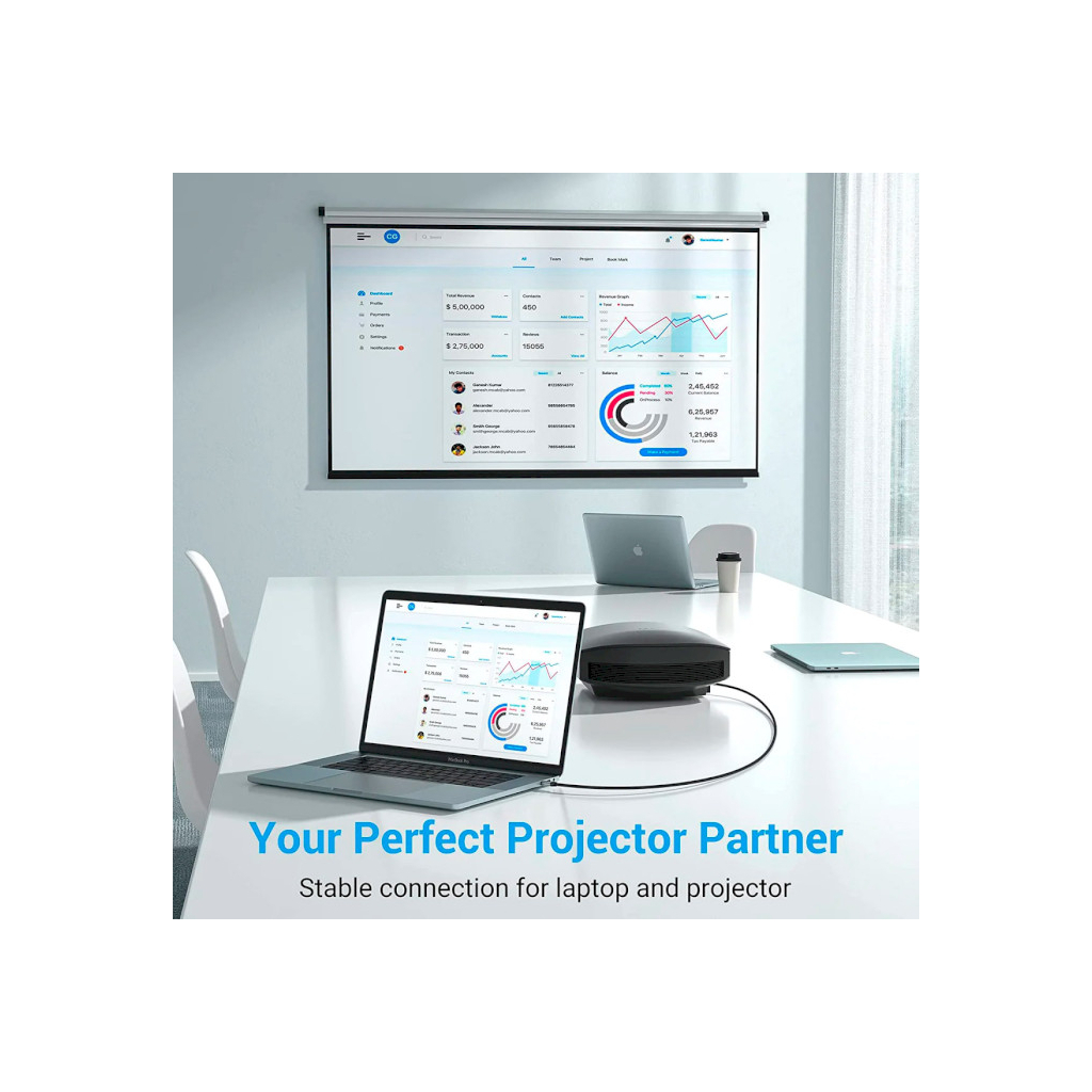 Кабель мультимедійний USB-C to HDMI M 1.5m 4K60Hz Thunderbolt 3 HDCP2.2 black Vention (CRBBG) - изображение 5