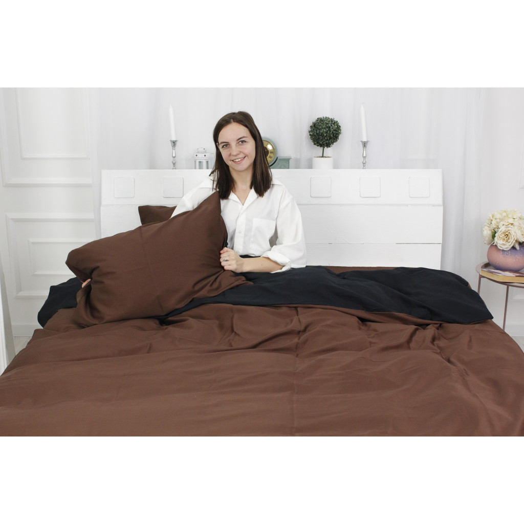 Постільна білизна MirSon King Size Сатин Premium 0211+0055 Dark Chocolate 220х240 (2200001169616) - изображение 2