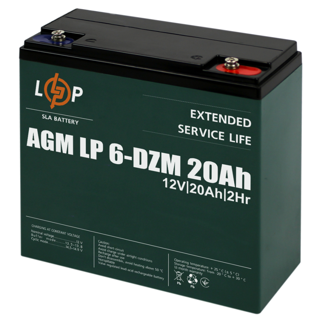 Батарея до ДБЖ LogicPower 12V 20Ah LP-6-DZM-20 (5438) - зображення 1