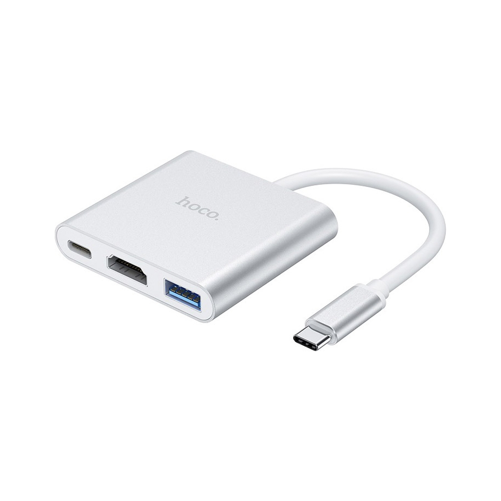 Концентратор HOCO USB-C to USB3.0+HDMI+PD HB14 Silver (6931474725790) - зображення 1