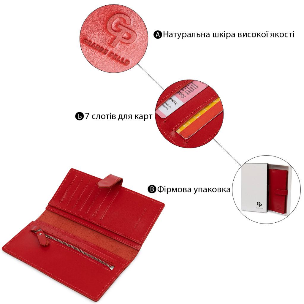 Гаманець Grande Pelle Червоний (11516) - зображення 4