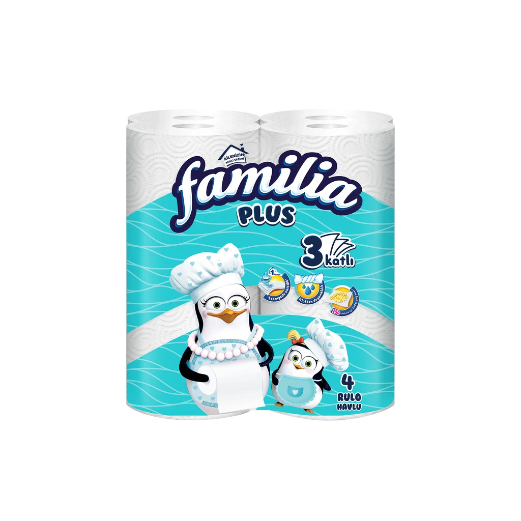 Паперові рушники Familia 90 відривів 3 шари 4 рулони (8690536024612) - зображення 1