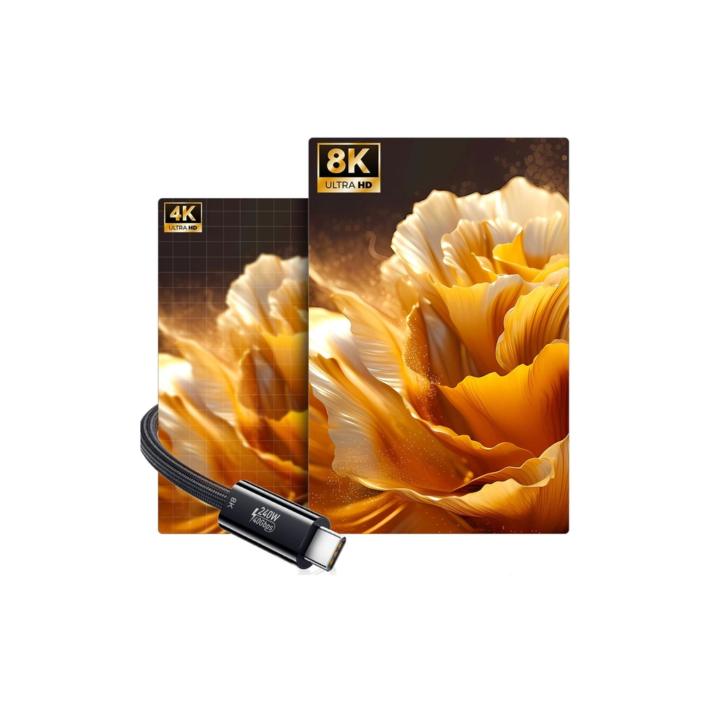 Дата кабель USB-C to USB-C 1.0m Thunderbolt 4 240W 8K60Hz black Essager (EXCTT4-PL01-P) - зображення 6