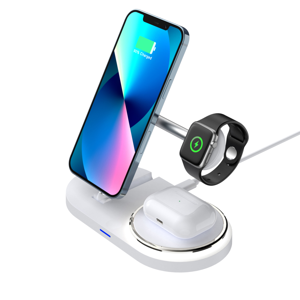 Зарядний пристрій Armorstandart Wireless Charging H101 3 in 1 Magnetic White (ARM78102) - зображення 4