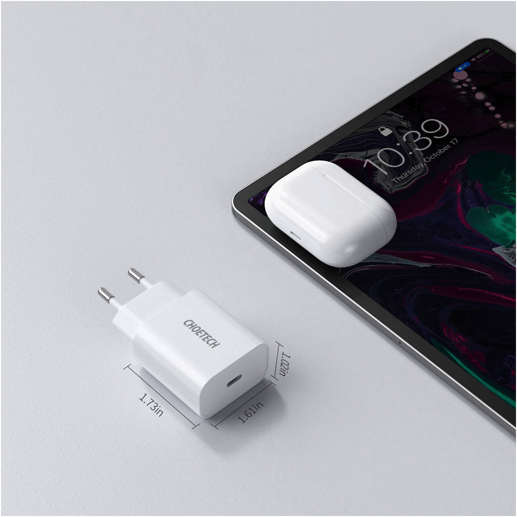 Зарядний пристрій Choetech USB-C PD20W white (Q5004-V5) - зображення 5