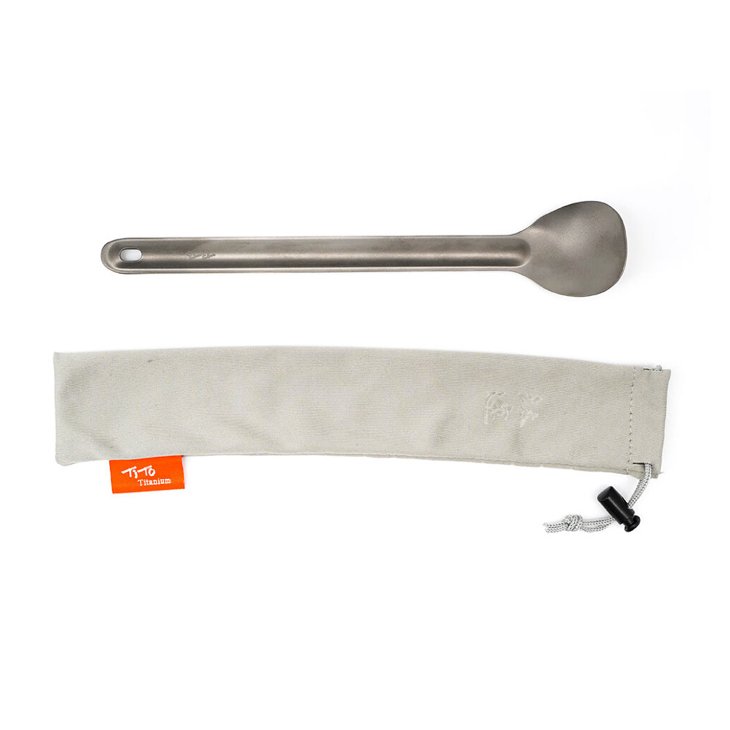 Ложка туристична TiTo Titanium довга квадратна з мішечком (SPH-GRkit) - зображення 1